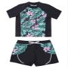 Kaerm Kids Girls Short Sleeve 2Pcs Tankini Swimsuit Rash Guard Tank Top with Bottom Bathing Suit Summer Lily Pink 16 Years view 3