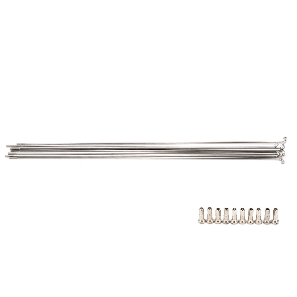 Spokes, 10 Sets 14G Stainless Steel Spokes 270mm/10.6in with Nipples for Road Mountain Bike(270mm)