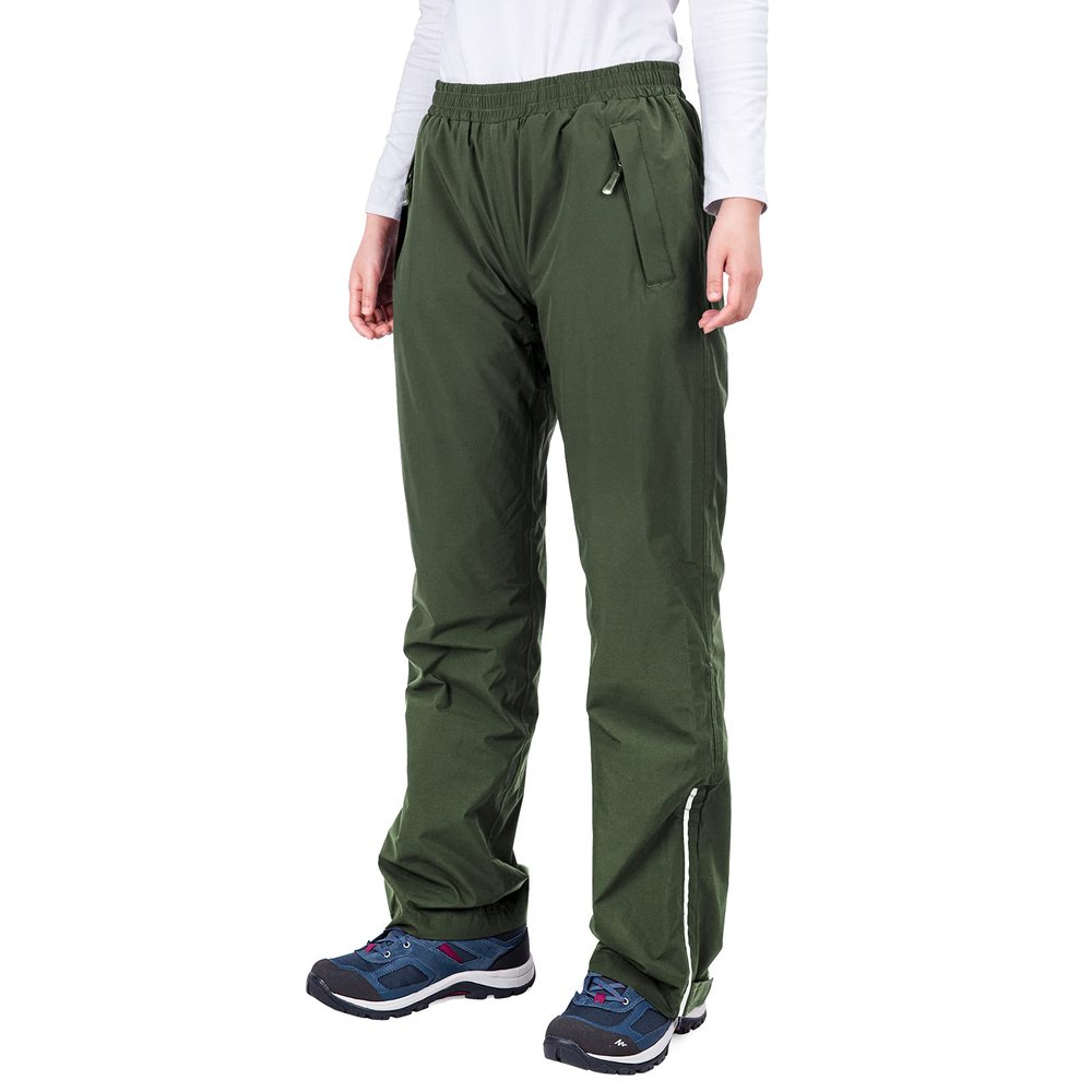 33,000ft Women's Rain Pants, Lightweight Waterproof Rain Over Pants, Windproof Hiking Pants for Outdoor, Fishing, Rainy Day Army Green