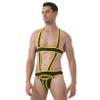 Oyolan Men's Contrast Color Bulge Pouch Jockstrap Leotard Underwear Jumpsuits Wrestling Singlet Bodysuit Yellow Large view 3