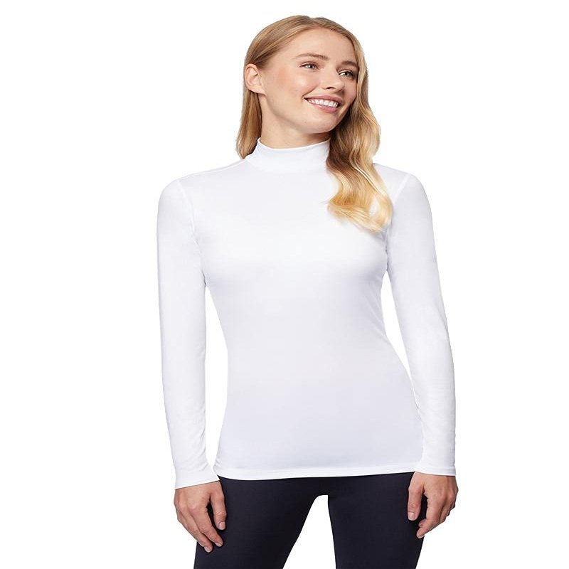 32 Degrees Heat Womens Ultra Soft Thermal Lightweight Baselayer Mock Neck Long Sleeve Top, White, X-Small