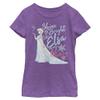 Disney Frozen Birthday Queen Six Girl's Heather Crew Tee, Purple Berry, Small view 1