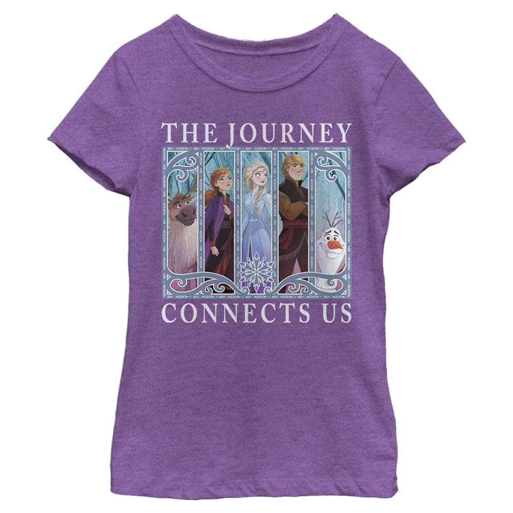 Disney Frozen 2 Box Up Group Girl's Heather Crew Tee, Purple Berry, X-Large