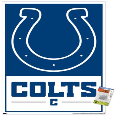 Trends International NFL Indianapolis Colts - Logo 21 Wall Poster, 22.37" x 34.00", Premium Poster & Push Pin Bundle