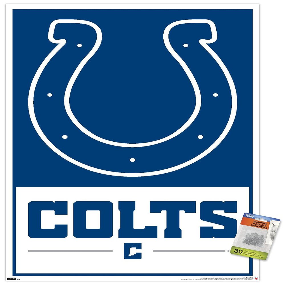 Trends International NFL Indianapolis Colts - Logo 21 Wall Poster, 22.37" x 34.00", Premium Poster & Push Pin Bundle