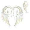 Pierced Owl Hand Carved Mother of Pearl Angelic Wing Hanging Taper Plugs, Sold as a Pair (3mm (8GA)) view 2