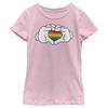 Disney Characters Rainbow Love Girl's Solid Crew Tee, Light Pink, Large view 1
