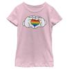 Disney Characters Rainbow Love Girl's Solid Crew Tee, Light Pink, Large view 2