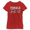 Disney Characters Donald Poses Girl's Solid Crew Tee, Red, Medium view 1