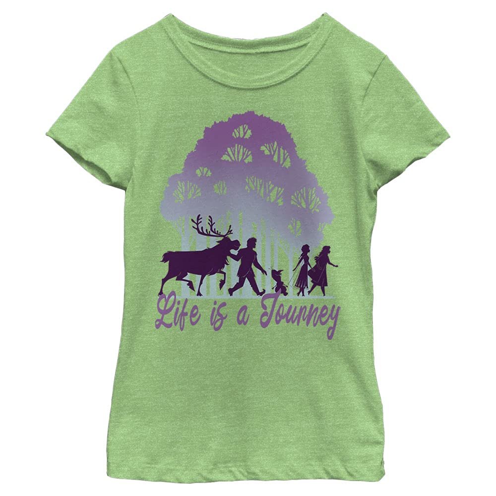 Disney Frozen 2 Life Journey Girl's Heather Crew Tee, Green Apple, Small