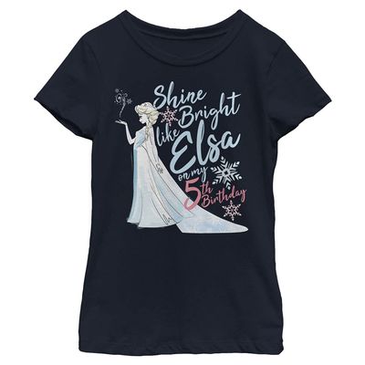 Disney Frozen Elsa Shine Bright On My 5th Birthday Girls T-Shirt