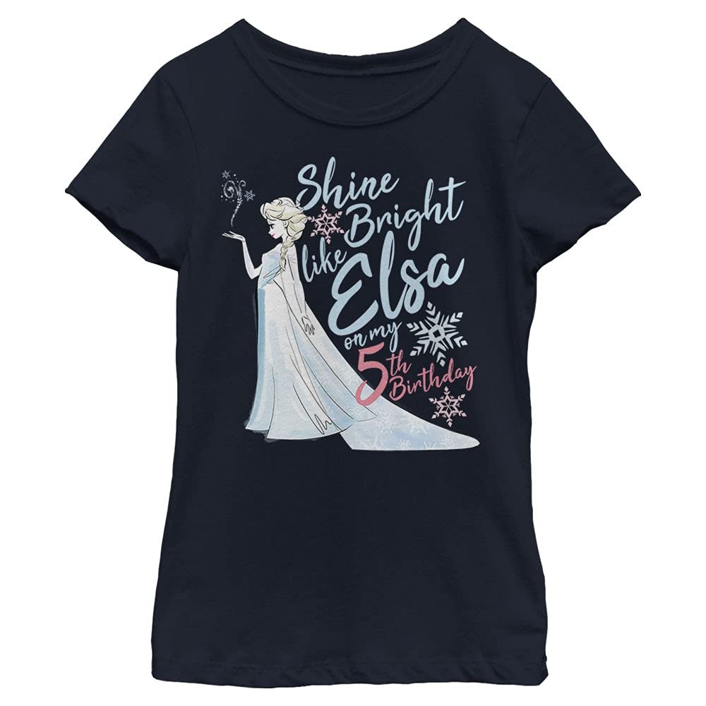 Disney Frozen Elsa Shine Bright On My 5th Birthday Girls T-Shirt