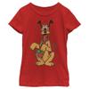 Disney Characters Pluto Holiday Colors Girl's Solid Crew Tee, Red, Medium view 1