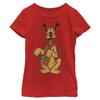 Disney Characters Pluto Holiday Colors Girl's Solid Crew Tee, Red, Medium view 2