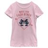 Disney Characters Heart Polka Dot Silhouette Girl's Solid Crew Tee, Light Pink, X-Large view 1