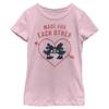 Disney Characters Heart Polka Dot Silhouette Girl's Solid Crew Tee, Light Pink, X-Large view 2