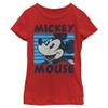 Disney Characters Mickeys Stripes Girl's Solid Crew Tee, Red, Medium view 1