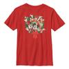 Disney Characters Mickey Friends Wreath Boy's Solid Crew Tee, Red, Large view 1