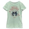 Disney Characters Heart Polka Dot Silhouette Girl's Heather Crew Tee, Mint, Large view 2