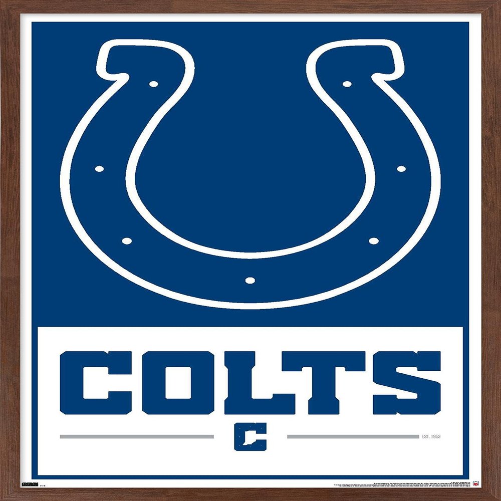 NFL Indianapolis Colts - Logo 21 Wall Poster, 34L" x 22.4W", Mahogany Framed Version