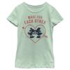 Disney Characters Heart Polka Dot Silhouette Girl's Heather Crew Tee, Mint, Medium view 1