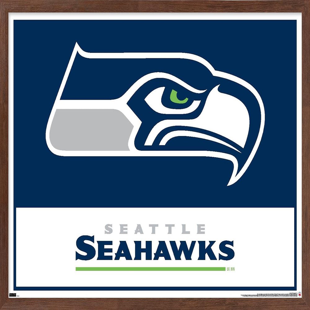 NFL Seattle Seahawks - Logo 21 Wall Poster, 34L" x 22.4W", Mahogany Framed Version