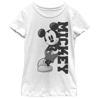 Disney Girl's Mickey & Friends Mickey Lean T-Shirt - White - X Small