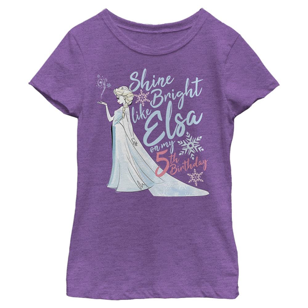 Disney Frozen Elsa Shine Bright On My 5th Birthday Girls T-Shirt