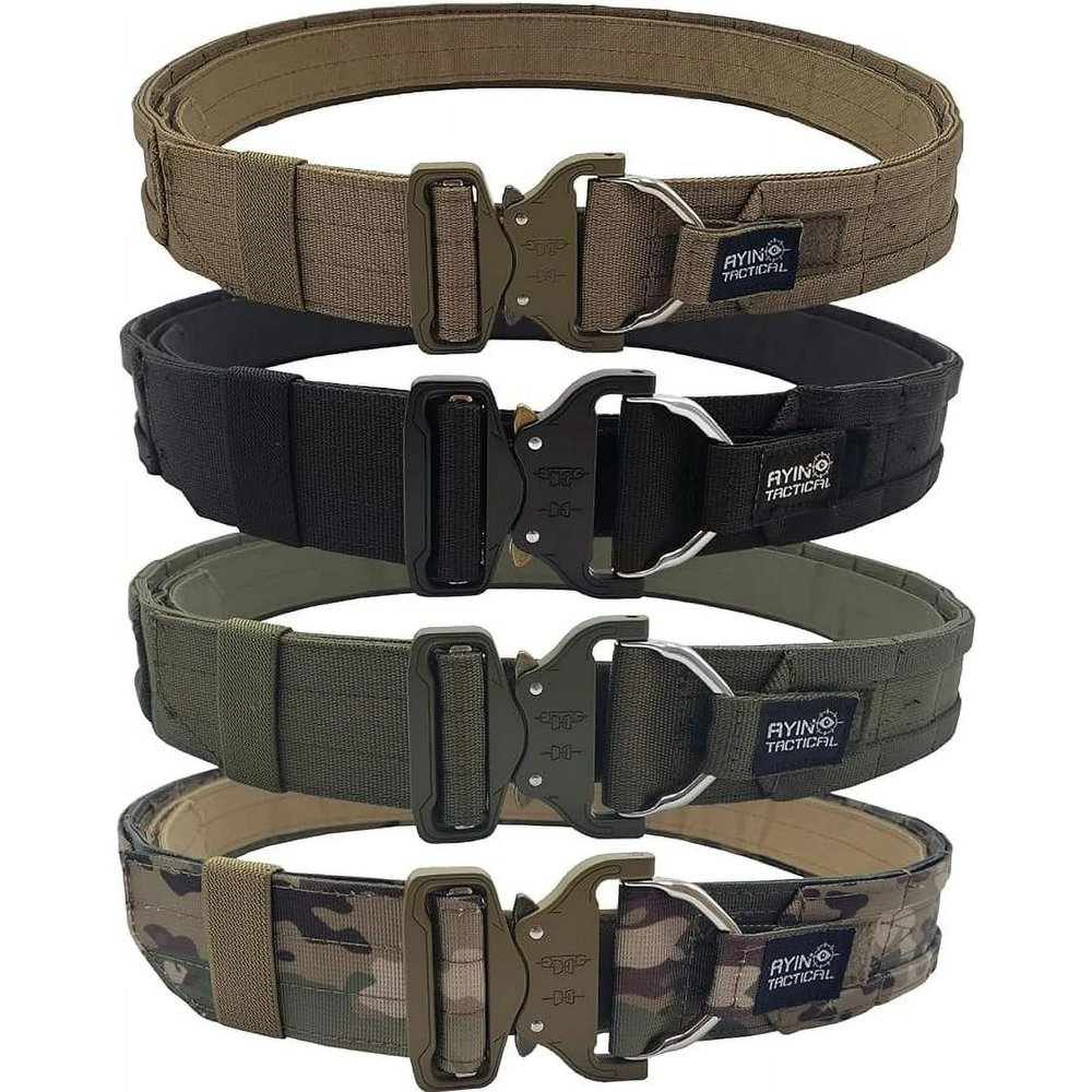 AYIN TACTICAL Belt Quick Release Rigger MOLLE Belt 1.5 inch Inner & 2 inch Outer Range Tactical Heavy Duty (MD-LG, Coyote)