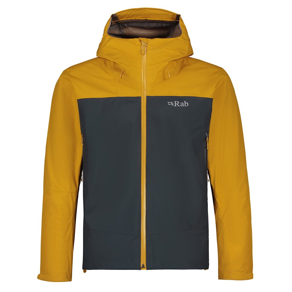 Rab Men's Arc Eco Waterproof Breathable Jacket for Hiking & Skiing - Dark Butternut/Beluga - Large