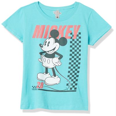 Disney Characters Skate TwentyEight Girl's Solid Crew Tee, Tahiti Blue, Large