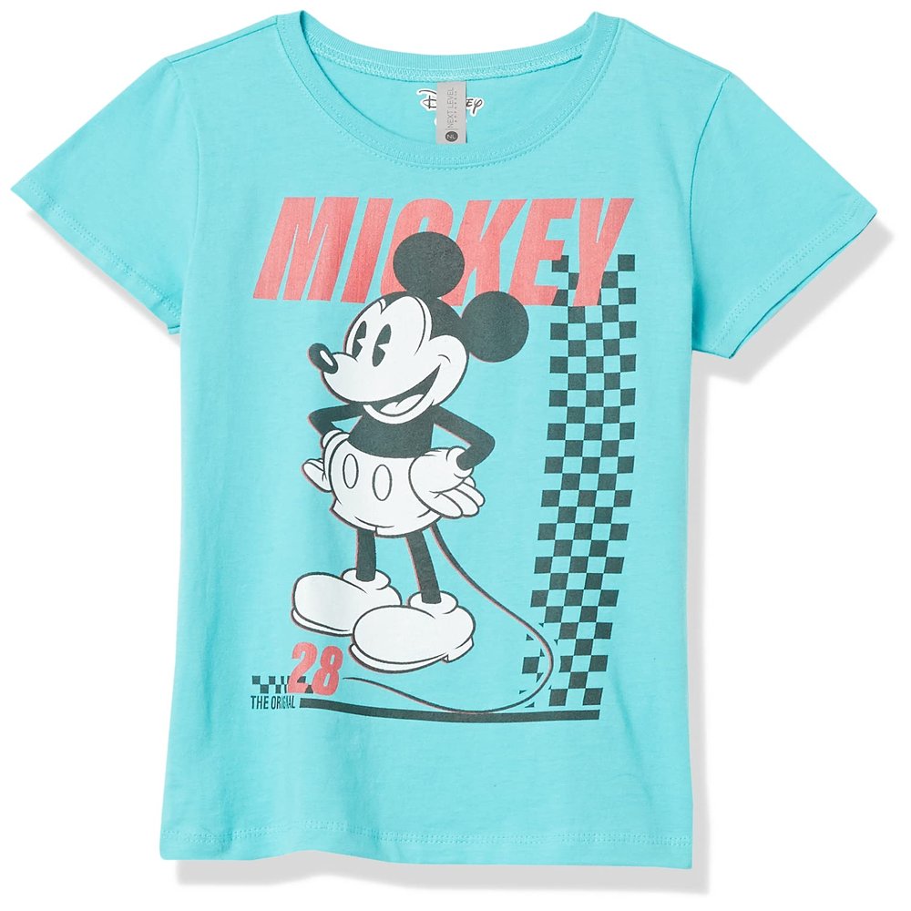 Disney Characters Skate TwentyEight Girl's Solid Crew Tee, Tahiti Blue, Large