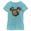 Girl's Mickey & Friends Floral Face T-Shirt - Tahiti Blue - X Small view 2