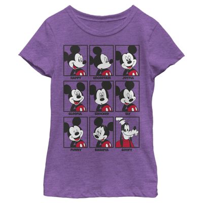 Girl's Mickey & Friends All Emotions Grid T-Shirt - Purple Berry - Small