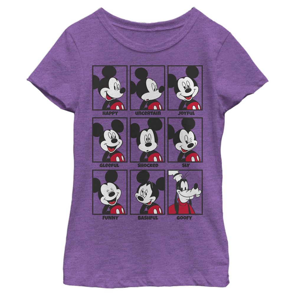 Girl's Mickey & Friends All Emotions Grid T-Shirt - Purple Berry - Small