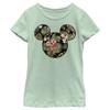 Girl's Mickey & Friends Mickey Mouse Floral Silhouette T-Shirt - Mint - X Large view 1