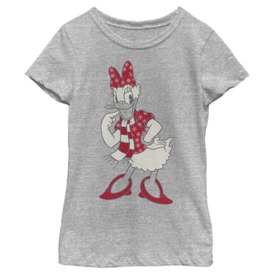 Disney Characters Snowflaked Daisy Girl's Crew Tee, Athletic Heather, X-Large