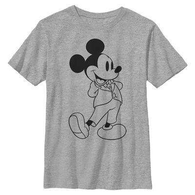 Disney Characters Formal Mickey Boy's Crew Tee, Athletic Heather, X-Small