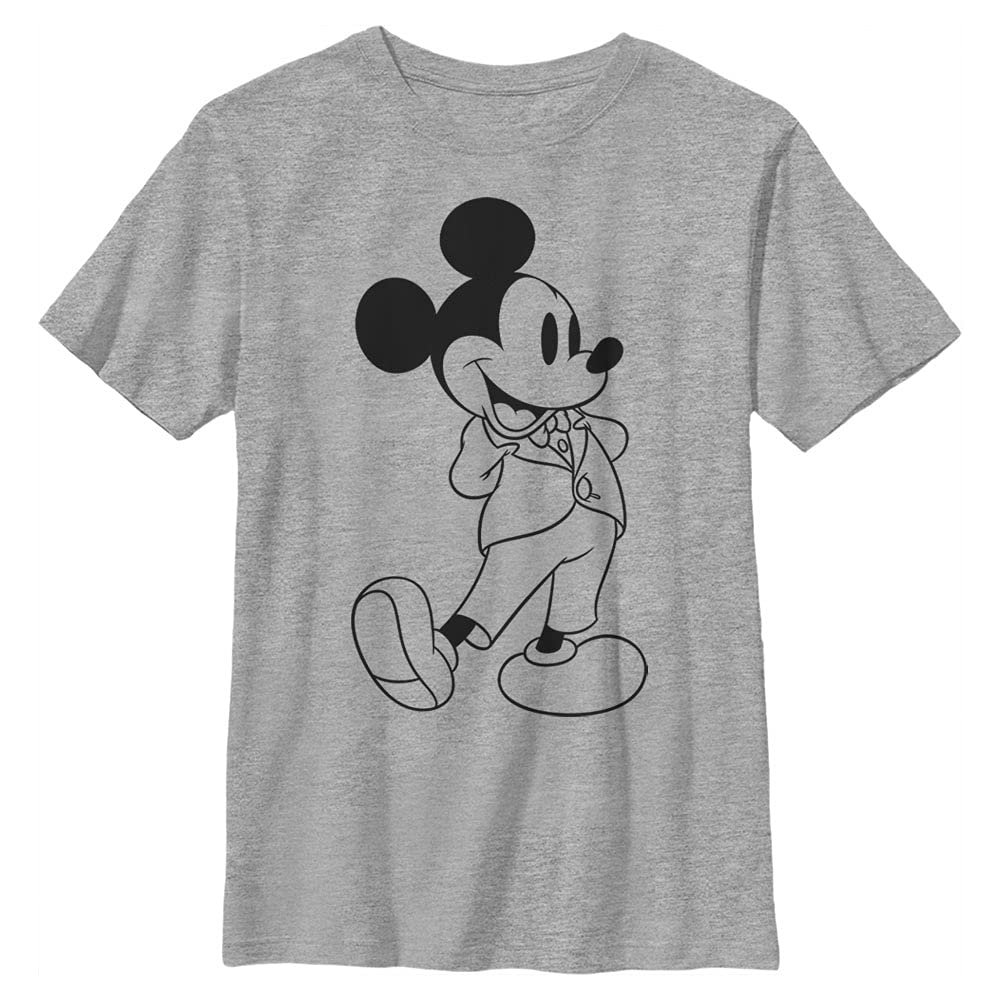 Disney Characters Formal Mickey Boy's Crew Tee, Athletic Heather, X-Small