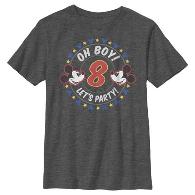 Disney Characters Oh Mickey 8 Boy's Crew Tee, Charcoal Heather, Large