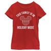 Disney Characters Family Holiday Mode Girl's Solid Crew Tee, Red, Large view 1