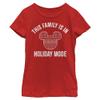 Disney Characters Family Holiday Mode Girl's Solid Crew Tee, Red, Large view 2