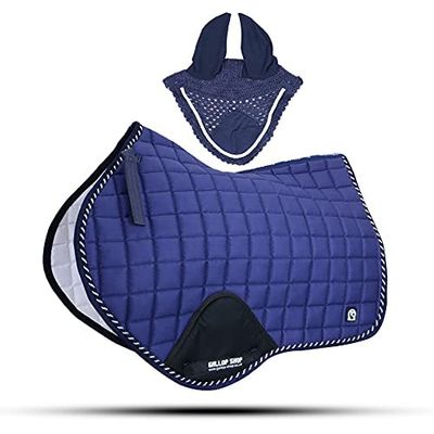 GLP Close Contact Jumping Saddle Cloth Numnah Saddle Pads Free Ear (Ship from USA) (Cob/Pony, Navy Blue)