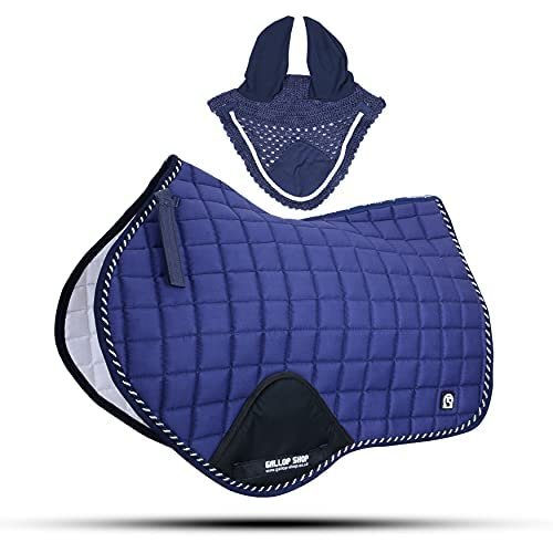 GLP Close Contact Jumping Saddle Cloth Numnah Saddle Pads Free Ear (Ship from USA) (Cob/Pony, Navy Blue)