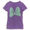Disney Characters Clover Bow Girl's Heather Crew Tee, Purple Berry, Large view 1