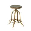 Carolina Chair & Table Ryder Adjustable Round Bar Stool - Powder Coated Finish Metal Frame Solid Wooden Seat Swivel Stool - Rustic Style Furniture for Counter, Dining Room, Kitchen (Elm/Gold) view 1