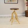 Carolina Chair & Table Ryder Adjustable Round Bar Stool - Powder Coated Finish Metal Frame Solid Wooden Seat Swivel Stool - Rustic Style Furniture for Counter, Dining Room, Kitchen (Elm/Gold) view 2