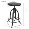 Carolina Chair & Table Ryder Adjustable Round Bar Stool - Powder Coated Finish Metal Frame Solid Wooden Seat Swivel Stool - Rustic Style Furniture for Counter, Dining Room, Kitchen (Elm/Gold) view 3