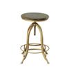 Carolina Chair & Table Ryder Adjustable Round Bar Stool - Powder Coated Finish Metal Frame Solid Wooden Seat Swivel Stool - Rustic Style Furniture for Counter, Dining Room, Kitchen (Elm/Gold) view 4