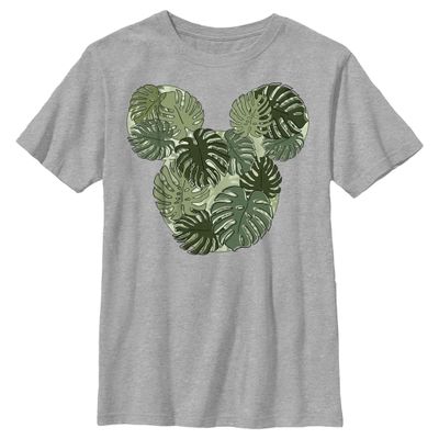 Boy's Mickey & Friends Mickey Mouse Monstera Silhouette T-Shirt - Athletic Heather - X Large